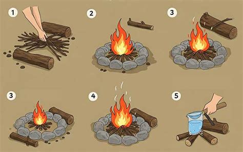 Infografía mostrando los pasos para apagar brasas con agua de forma segura