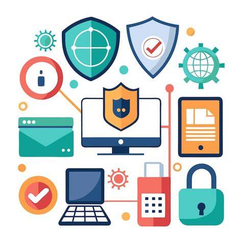 Iconos de seguridad informática y protección de datos