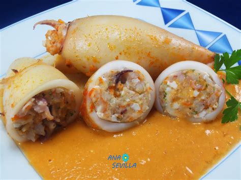 Ingredientes para calamares rellenos de merluza