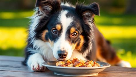 Perro feliz comiendo su pienso de cordero y arroz