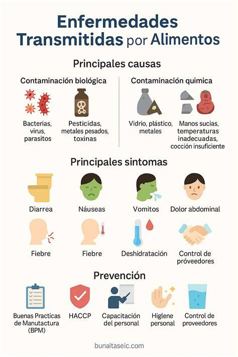 Infografía sobre las principales bacterias transmitidas por alimentos y sus síntomas