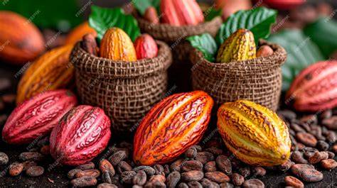 Diferentes formas de cacao: granos, polvo y nibs