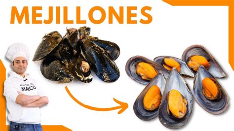 Esquema de limpieza de los mejillones retirando las barbas