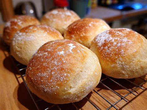 Panecillos de Kamut recién horneados