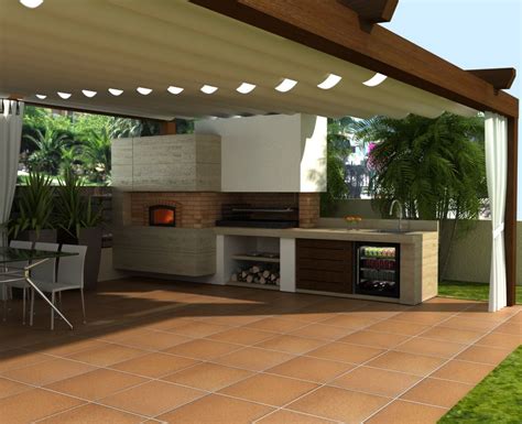 Diseño de barbacoa de obra en un patio moderno