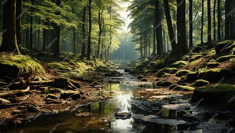 Ilustración de un bosque húmedo bioluminiscente
