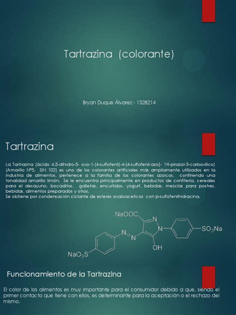 Estructura química y usos de la tartrazina