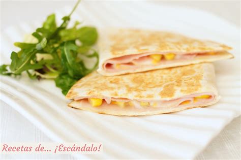Quesadillas de trigo con queso y jamón