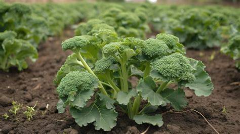 Plantas de brócoli y coliflor en un campo