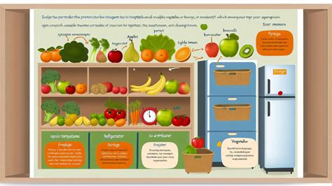 Esquema de almacenamiento adecuado de frutas y verduras en el refrigerador
