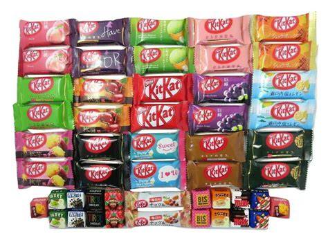 Kit Kat de diferentes sabores, incluyendo ediciones limitadas de Japón