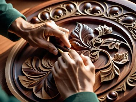 Detalle de un mueble clásico tallado a mano, mostrando la artesanía