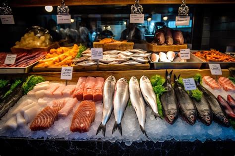 Mercado de pescado con bacalao fresco