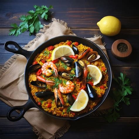 Plato de paella con azafrán