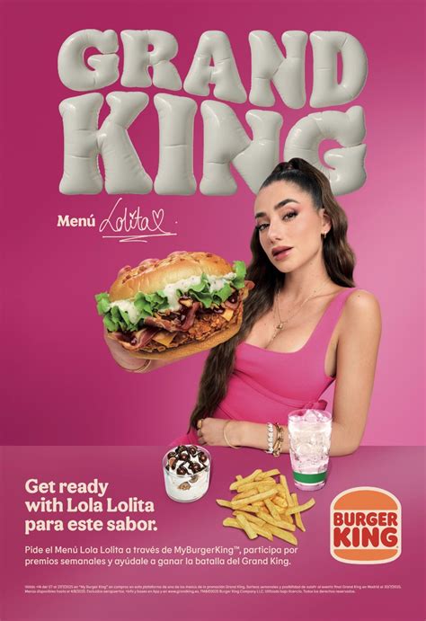 Ilustración del menú completo de Lola Lolita en Burger King