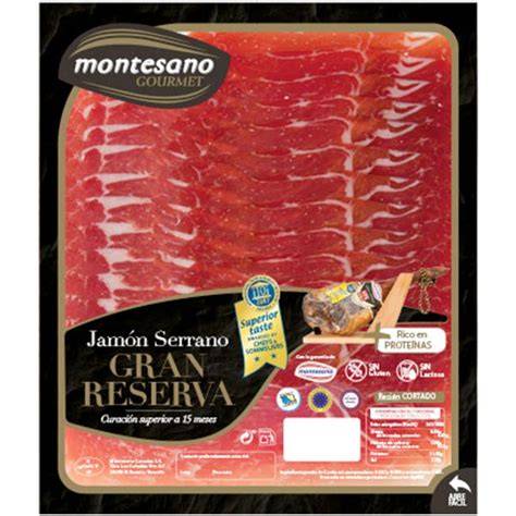 Envase de Jamón serrano gran reserva Montesano Gourmet loncheado