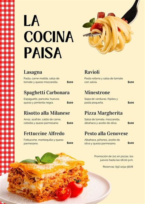 Esquema de un menú italiano tradicional