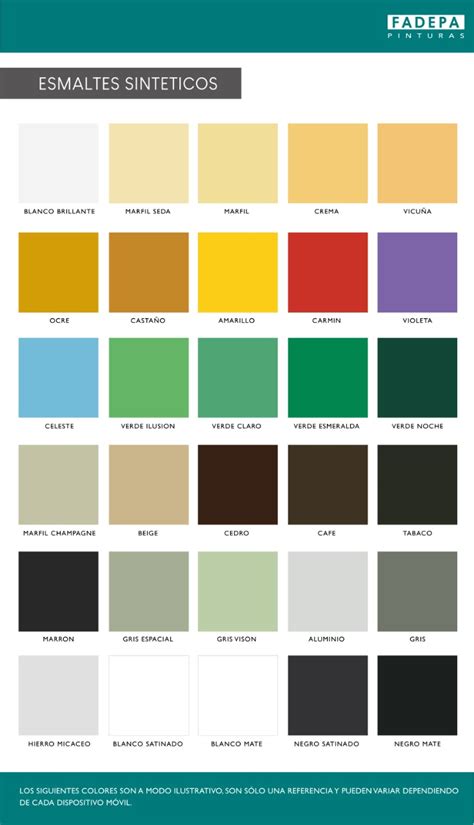 Carta de colores de esmaltes sintéticos