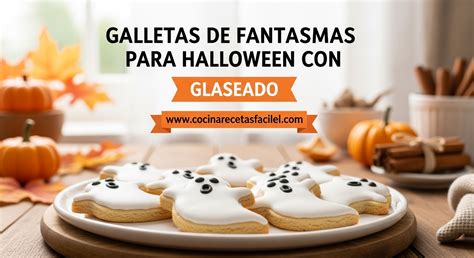 Galletas de fantasmas para Halloween en un plato
