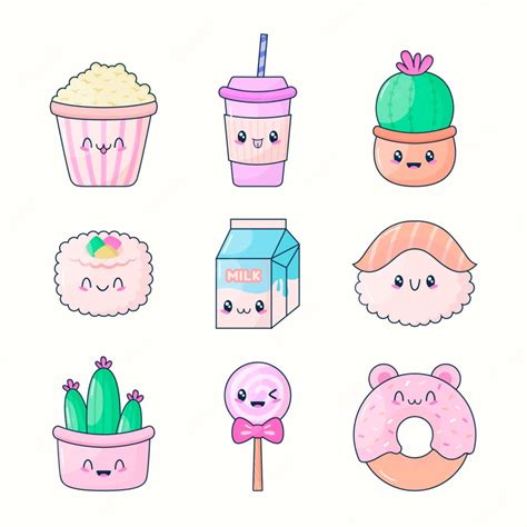 Ejemplos de diseño kawaii con colores pastel