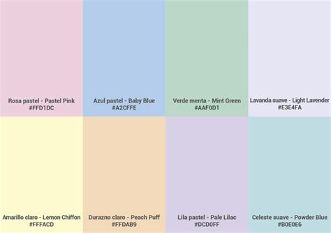 Paleta de colores pastel para diseño gráfico