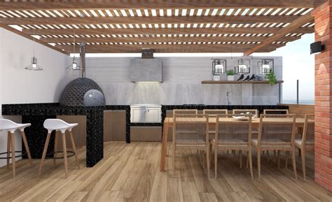 Oficinas modernas con zona de parrilla en la terraza