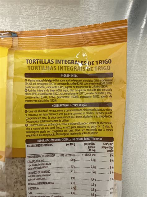 Ingredientes de las tortillas de fajitas