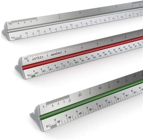 Diferentes tipos de escalímetros para dibujo técnico