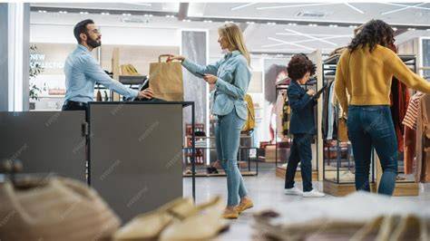 Clientes comprando ropa en una tienda de Salsa Jeans