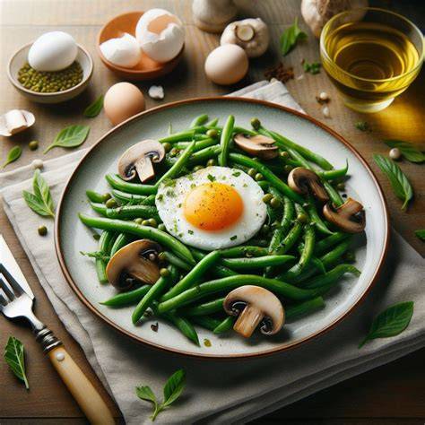 Ingredientes para judías verdes con huevo