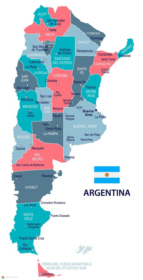 Mapa de Argentina con puntos de interés para filmación