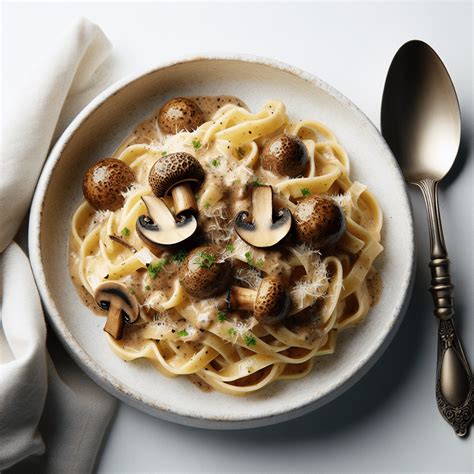 Pasta con salsa de coliflor y champiñones