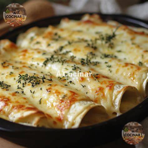 Crepes gratinados con bechamel y queso en el horno
