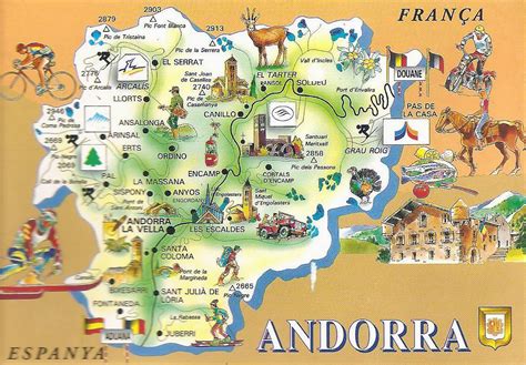 Mapa de Andorra con las principales parroquias y estaciones de esquí