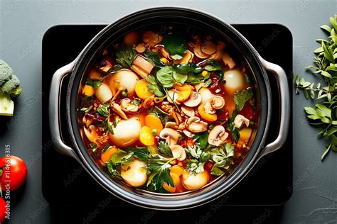 Caracoles cocinándose en una olla grande