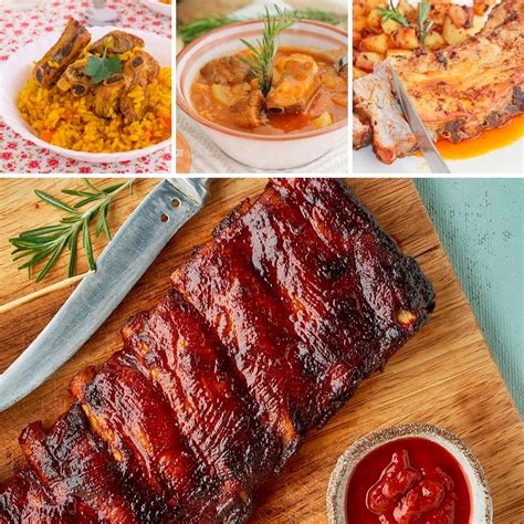Platos variados con costillas de cerdo