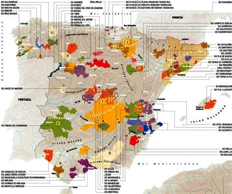 Mapa de las Denominaciones de Origen del jamón ibérico en España.
