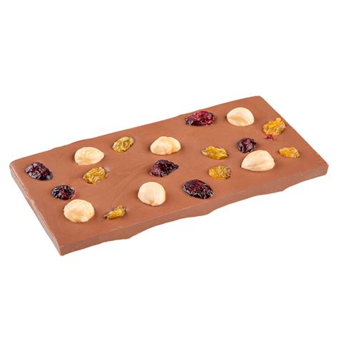 Tableta de chocolate con pasas y avellanas
