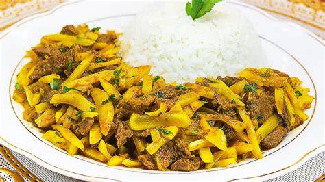 Plato de olluquito con charqui y arroz