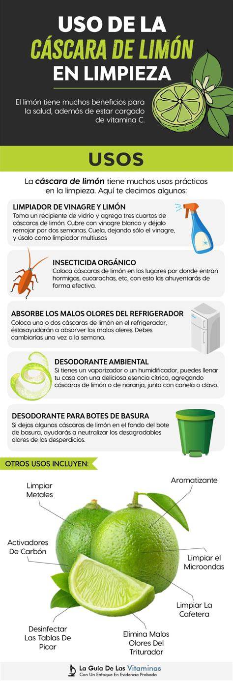 Infografía sobre los usos de la cáscara de limón