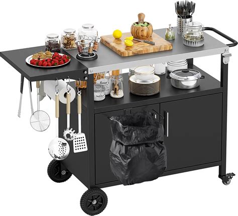 Carrito de barbacoa con encimera de acero inoxidable