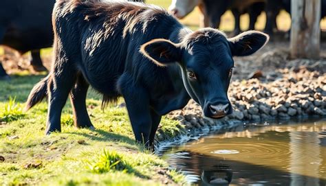 Ternero bebiendo agua fresca