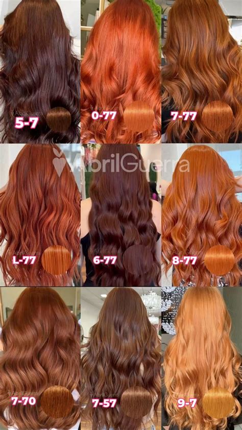 Paleta de tonos de cabello cobrizo