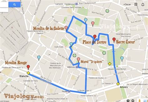 Mapa del barrio de Montmartre en París