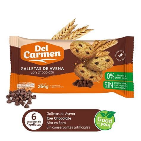 Galletas de Avena con Chocolate Del Carmen en su empaque