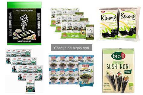 Envases de diferentes marcas de snacks de algas nori