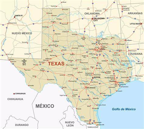 Mapa de Texas mostrando las regiones de barbacoa