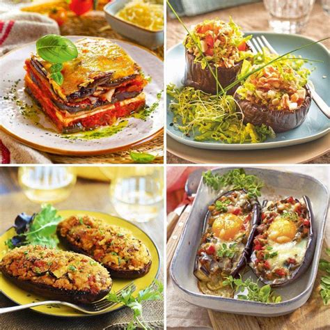 Variedad de platos con berenjenas fritas de diferentes culturas