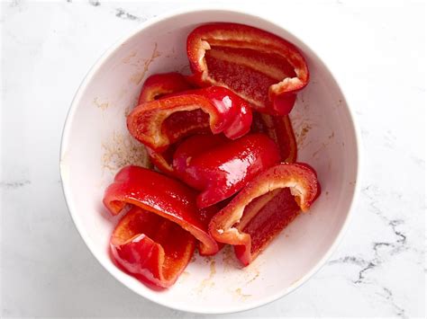 Morrones cortados listos para cocinar en airfryer