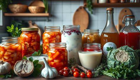 Proceso de fermentación de diferentes alimentos en tarros de cristal